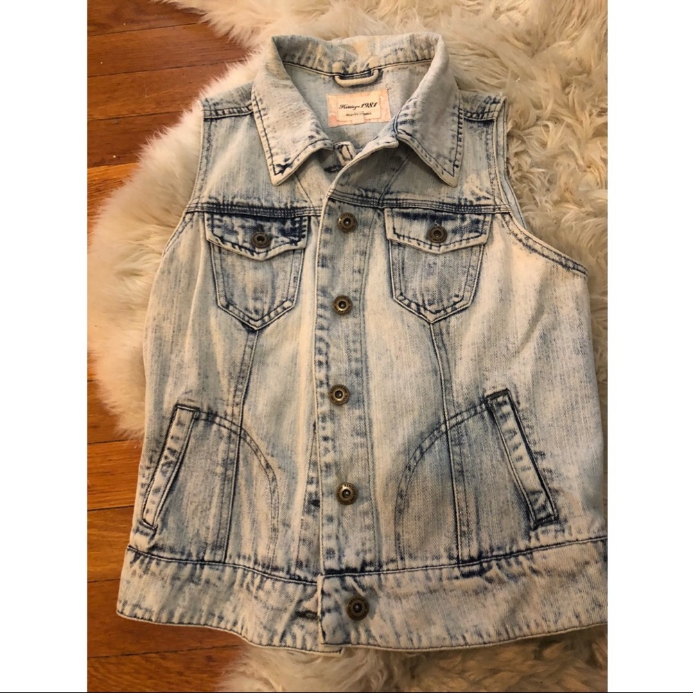 Jean vest stone light wash small S cropped